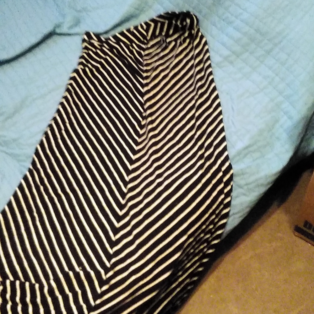 Black White Striped Maxi Skirt